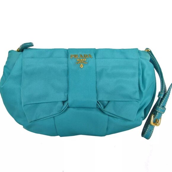 Auth PRADA Pouch Handbag blue Nylon - Picture 1 of 13